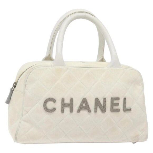 CHANEL Sports Matelasse Hand Bag Canvas White Silver CC - Picture 1 of 16